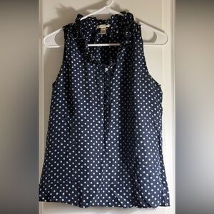 J.Crew Ruffle Popover in Polka Dot Navy/White Size 2